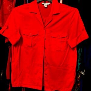 Anna and Frank short sleeve 100% silk button shirt